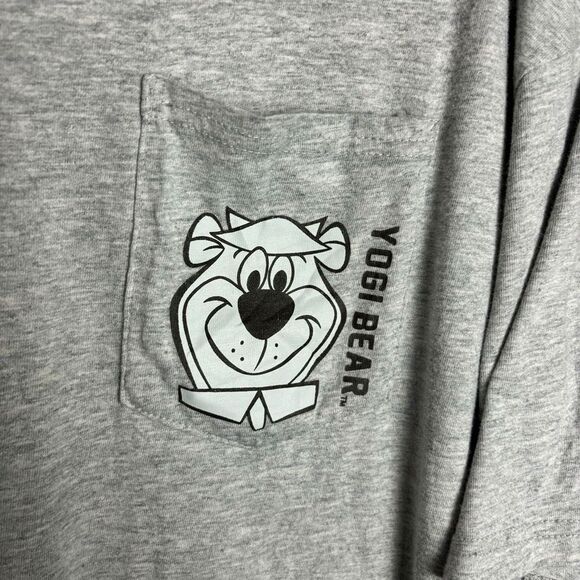 yogi bear mens 2xl gray logo long sleeve crew neck outdoor school tee shirt - Picture 8 of 9